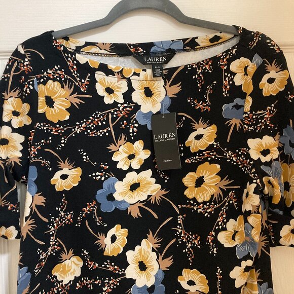 NEW Ralph Lauren Printed Boat-Neck Top PL - Picture 3 of 5